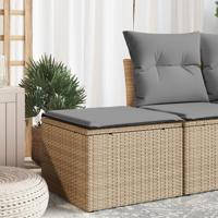 Tuinkruk met kussen 55x55x37 cm poly rattan beige - thumbnail