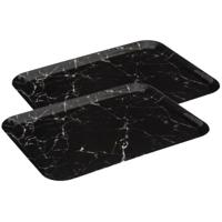 Dienblad/serveer tray Marble - Set van 2x stuks - Melamine - zwart - 33 x 43 cm - rechthoek - thumbnail