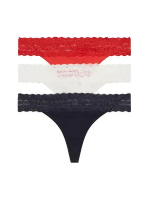 Tommy Hilfiger 3-Pack Dames Strings - Thong - Kant