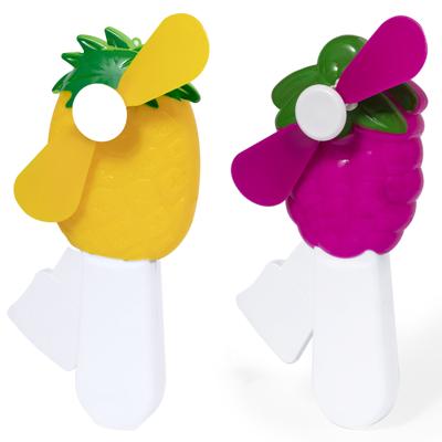 Mini ventilator/handventilator - 2x stuks - ananas/druif - verkoeling - festival/zomer