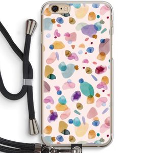 Terrazzo Memphis Pink: iPhone 6 / 6S Transparant Hoesje met koord