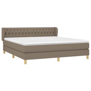 vidaXL Boxspring met matras stof taupe 180x200 cm