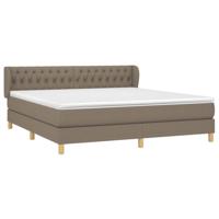 vidaXL Boxspring met matras stof taupe 180x200 cm - thumbnail