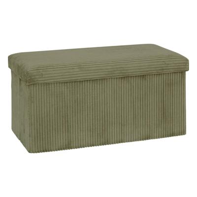Hocker / Poef Essestial Ribcord - opvouwbaar - groen - MDF/polyester - 76 x 38 cm - 2 persoons