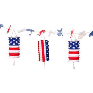 Bellatio decorations - Lampionnen slinger USA/Amerika thema - 360 cm