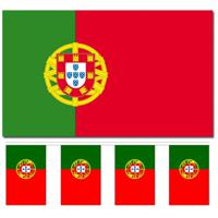 Portugal versiering/feestartikelen set - vlag 90 x 150 cm - vlaggenlijn van 300 cm - landen