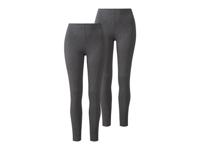 esmara Dames-legging, 2 stuks, met hoog biologisch katoengehalte (XS (32/34), Donkergrijs) - thumbnail