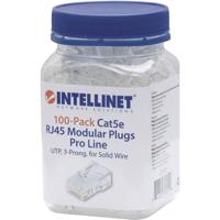Intellinet Kabel Intellinet verpakking van 100 stuks Cat5e modulaire RJ45-stekkers Pro Line UTP 3-voudige klem voor massieve draad 100 stekkers in pot 50 μ