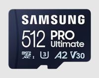 Samsung PRO Ultimate microSD-kaart 512 GB Class 3 UHS-I , v30 Video Speed Class, A2 Application Performance Class Incl. USB-kaartlezer