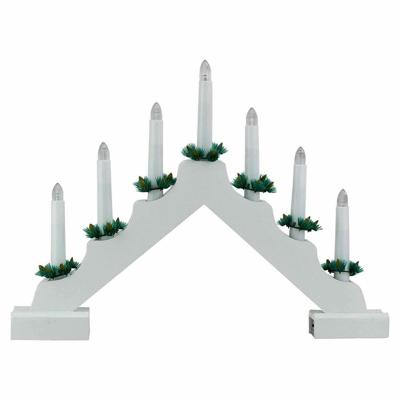 Kerstverlichting kaarsenbrug - wit - met LED verlichting - warm wit - 7 lampjes - 42 cm