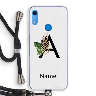 Charcoal Flora: Huawei Y6s Transparant Hoesje met koord