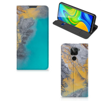 Xiaomi Redmi Note 9 Standcase Marble Blue Gold - thumbnail