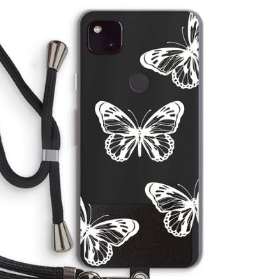 White butterfly: Pixel 4a 5G Transparant Hoesje met koord