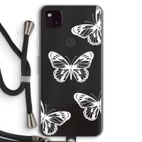 White butterfly: Pixel 4a 5G Transparant Hoesje met koord