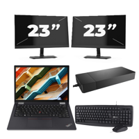 Lenovo ThinkPad X13 Yoga Gen 2 - Intel Core i5-11e Generatie - 13 inch - 16GB RAM - 256GB SSD - Windows 11 Home + 2x 23 inch Monitor