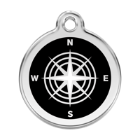 Compass Black roestvrijstalen hondenpenning large/groot dia. 3,8 cm - Reddingo