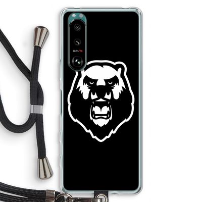 Angry Bear (black): Sony Xperia 5 III Transparant Hoesje met koord
