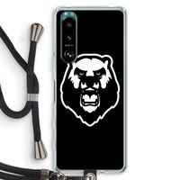Angry Bear (black): Sony Xperia 5 III Transparant Hoesje met koord