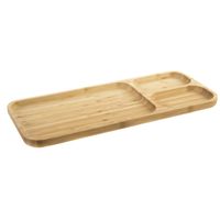 Bamboe houten 3-vaks serveerplank/serveerbord 39 x 16 x 2 cm - thumbnail