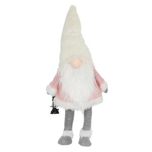 LED kabouterfiguur met kap, 80 cm, wit/roze, warm wit verlicht