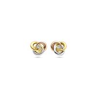 14k Tricolor Gouden Oorknoppen met Zirkonia - 7 mm
