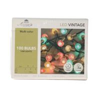 Lichtsnoer - vintage bolletjes - 100 led lampjes - groen/rood/wit - 10 m -sfeerverlichting