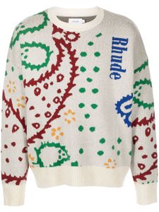 RHUDE pull en maille intarsia - Tons neutres