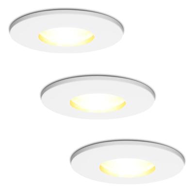 Set van 3 Barcelona - LED Inbouwspots - 4 Watt 345 lumen - 2700K Warm wit - GU10 - Dimbaar - Rond - IP44 voor badkamer, buiten en binnen - Wit