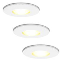 Set van 3 Barcelona - LED Inbouwspots - 4 Watt 345 lumen - 2700K Warm wit - GU10 - Dimbaar - Rond - IP44 voor badkamer, buiten en binnen - Wit