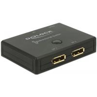 DeLOCK displayport 2 - 1 switch bidirectional 4k 60 hz displayport switch (zwart)