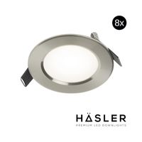 Inbouwspot Häsler Comarruga Incl. Fase Aansnijding Dimbaar 9.2 cm 4 Watt Helder Wit RVS Set 8x