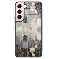 Samsung Galaxy S22 glazen hardcase - Grey cubes