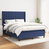 Boxspring met matras stof blauw 140x190 cm