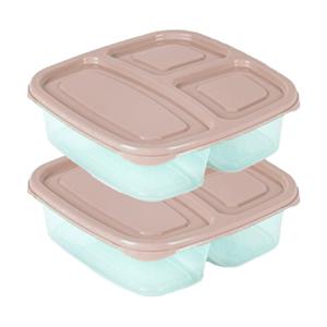 Plasticforte Vershoudbakje - 2x - 3-vaks - 1,2L - meal prep - herbruikbaar - taupe