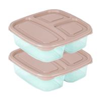 Plasticforte Vershoudbakje - 2x - 3-vaks - 1,2L - meal prep - herbruikbaar - taupe - thumbnail