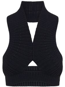 Dion Lee haut crop nervuré à effet peau de serpent - Noir