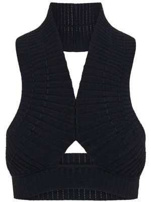 Dion Lee haut crop nervuré à effet peau de serpent - Noir