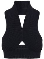Dion Lee haut crop nervuré à effet peau de serpent - Noir