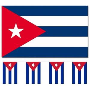 Cuba versiering/feestartikelen set - vlag 90 x 150 cm - vlaggenlijn van 300 cm - landen