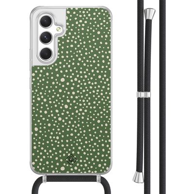 Samsung Galaxy A54 hoesje met koord - Green dots Samsung Galaxy A54 hoesje met koord - Green dots