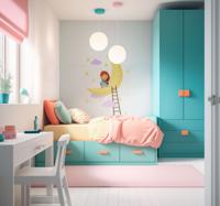 Muursticker maan met meisje