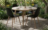 Kristianstad dining chair acacia teak look/black Eurofar - Eurofar
