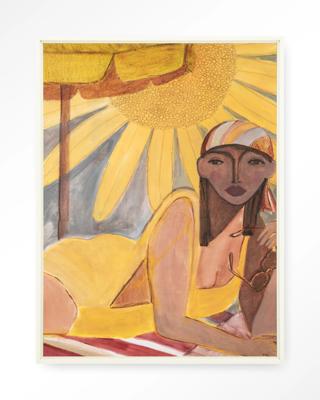 Urban Cotton Wandkleed 'Sunflower Sun' 145 x 190cm in Floating Frame - off white