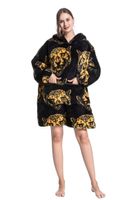 Plaid met mouwen - fleece - tijgerkop