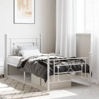 Bedframe met hoofd- en voeteneinde metaal wit 100x190 cm