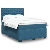 Boxspring met matras fluweel blauw 140x190 cm