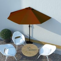 Balkonparasol half met aluminium paal 270x135x245 cm terracotta - thumbnail