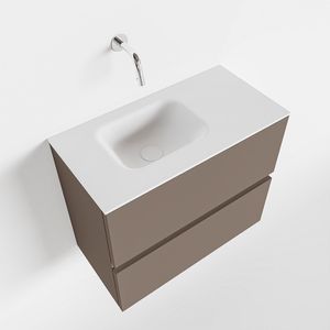 Toiletmeubel Mondiaz Ada | 60 cm | Meubelkleur Smoke | Lex wastafel Talc Links | Zonder kraangat