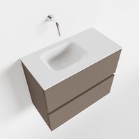 Toiletmeubel Mondiaz Ada | 60 cm | Meubelkleur Smoke | Lex wastafel Talc Links | Zonder kraangat Toiletmeubel Mondiaz Ada | 60 cm | Meubelkleur Smoke | Lex wastafel Talc Links | Zonder kraangat