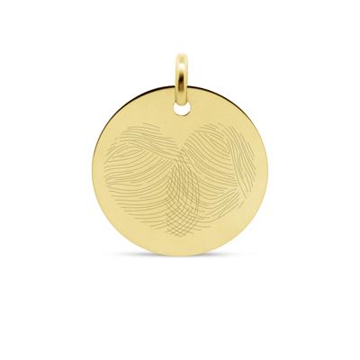 Gepersonaliseerde vingerafdruk duo hart losse hanger - 14K GOUD - Goud